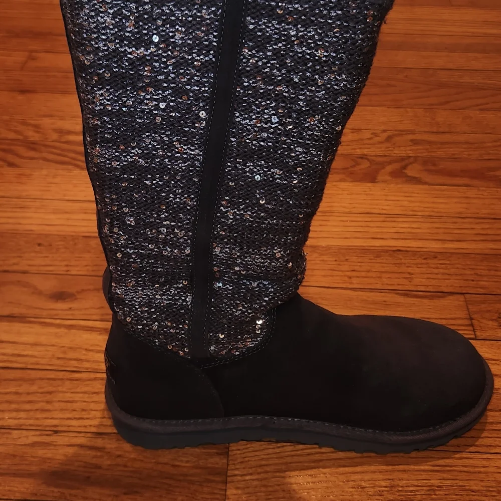 UGG Brown and Silver Sequin Boots - Picture 2 of 3